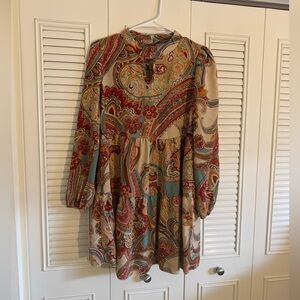 Women’s Multicolor Floral Summer Vibes Neck & Back Detail Mini Dress Small Size